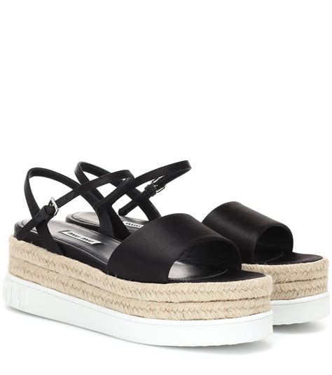 miu miu black satin platform sandals